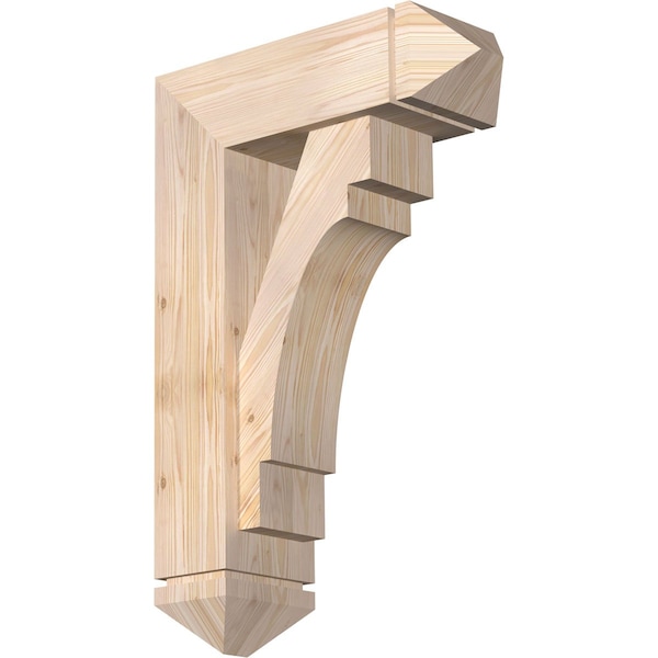 Ekena Millwork Merced Arts and Crafts Smooth Bracket w/ Offset Brace, Douglas Fir, 7 1/2"W x 22"D x 34"H BKT0806X22X34MRC03SDF - main